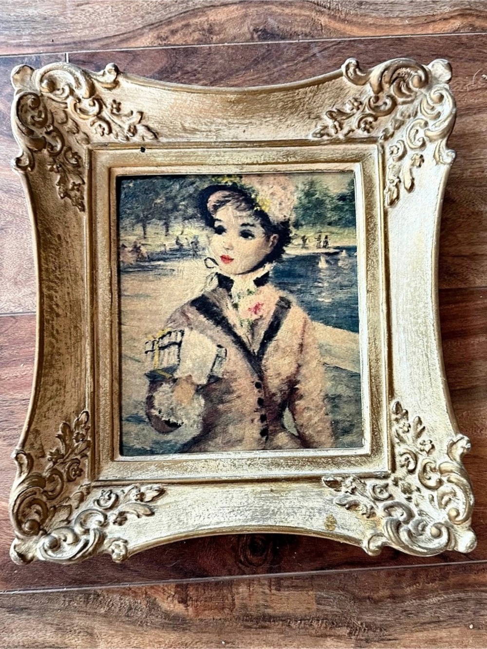 Ornate Gold & White Framed Portrait Art